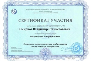 Диплом / сертификат №11 — Смирнов Владимир Станиславович