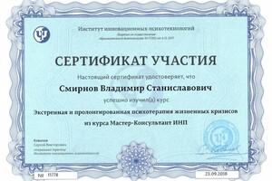 Диплом / сертификат №12 — Смирнов Владимир Станиславович