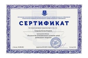 Диплом / сертификат №9 — Смирнова Полина Игоревна