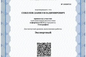 Диплом / сертификат №13 — Соколов Данил Владимирович