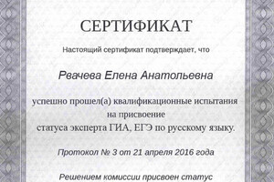 Статус эксперта — Сосенкова Елена Анатольевна