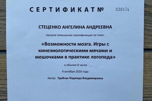 Диплом / сертификат №3 — Стеценко Ангелина Андреевна