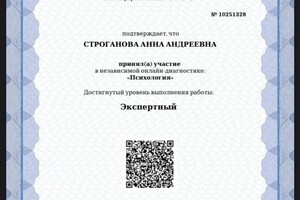 Диплом / сертификат №4 — Строганова Анна Андреевна