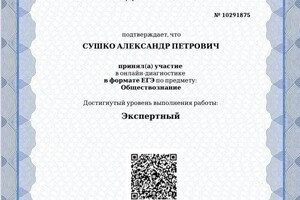 Диплом / сертификат №5 — Сушко Александр Петрович