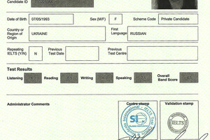 Сертификат IELTS — Свердлова Екатерина Александровна