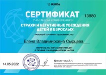 Диплом / сертификат №22 — Сырцева Елена Владимировна