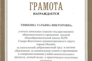 Грамота — Тишкина Татьяна Викторовна