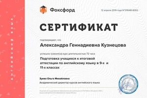 Курс подготовки учащихся к итоговой аттестации ОГЭ и ЕГЭ — Кузнецова Александра Геннадиевна