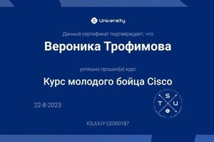 Диплом / сертификат №18 — Трофимова Вероника Николаевна