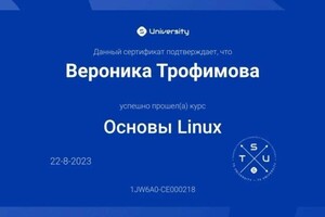 Диплом / сертификат №21 — Трофимова Вероника Николаевна