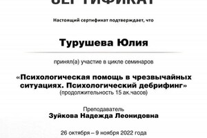 Диплом / сертификат №7 — Турушева Юлия Борисовна