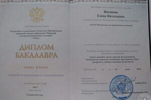 Диплом бакалавра — Ваганова Елена Витальевна