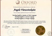 Сертификат TESOL (2010 г.) — Веножинскайте Ангеле Мариевна