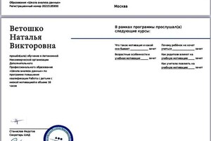 Диплом / сертификат №9 — Ветошко Наталья Викторовна