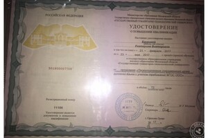 Удостоверение о повышении квалификации — Вейер Екатерина Викторовна