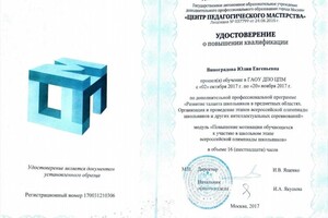 Диплом / сертификат №22 — Виноградова Юлия Евгеньевна