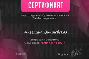 Диплом / сертификат №6 — Вишневская Ангелина Владиславовна