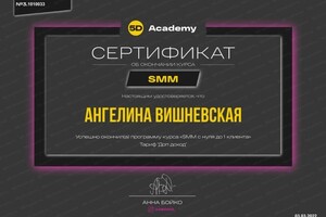 Диплом / сертификат №7 — Вишневская Ангелина Владиславовна