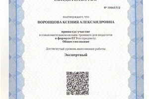 Диплом / сертификат №6 — Воронцова Ксения Александровна