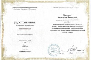 Диплом / сертификат №5 — Высоцкая Александра Николаевна