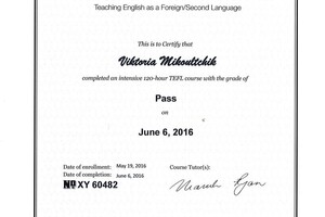 120-hour TEFL Certificate — Ярушина Виктория Олеговна