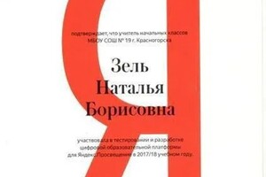 Диплом / сертификат №5 — Зель Наталья Борисовна