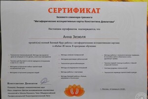 Сертификат о прохождении курса по МАКС — Зезюля Анна Витальевна