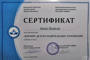 Сертификат о прохождении курса ДРО — Зезюля Анна Витальевна