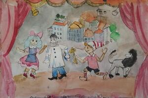 Акварель,тушь. Работа ученика 9лет. — Желонкина Елена Владимировна