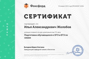 Диплом / сертификат №19 — Жолобов Илья Александрович