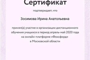 Диплом / сертификат №30 — Зосимова Ирина Анатольевна