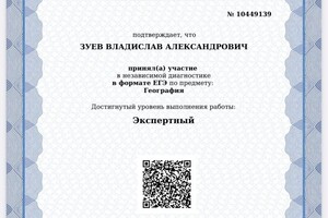 Диплом / сертификат №43 — Зуев Владислав Александрович