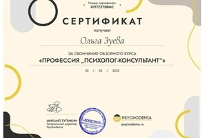 Диплом / сертификат №5 — Зуева Ольга Игоревна