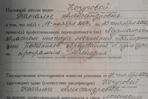 Кочугова Наталья Александровна — Диплом / сертификат №1