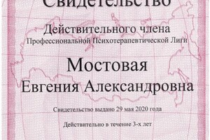 Диплом / сертификат №2 — Мостовая Евгения Александровна