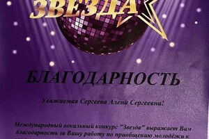 Диплом / сертификат №21 — Сергеева Алена Сергеевна