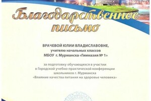 Диплом / сертификат №16 — Врачева Юлия Владиславовна