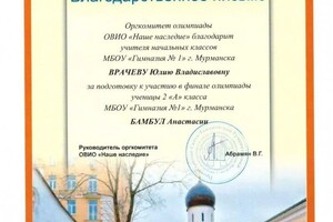 Диплом / сертификат №6 — Врачева Юлия Владиславовна