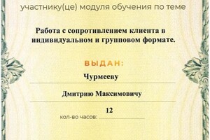 Диплом / сертификат №8 — Чурмеев Дмитрий Максимович