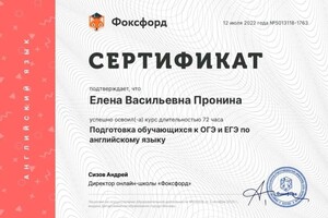 Диплом / сертификат №4 — Пронина Елена Васильевна