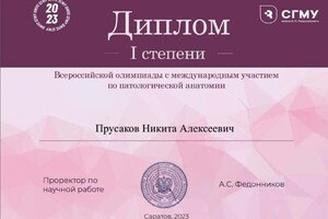 Диплом / сертификат №3 — Прусаков Никита Алексеевич