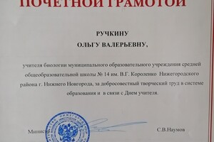 Грамота — Ручкина Ольга Валерьевна