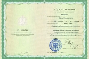 Диплом / сертификат №37 — Шахнова Елена Вильгельмовна