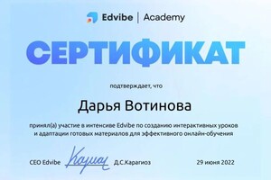 Диплом / сертификат №4 — Вотинова Дарья Александровна