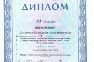 Диплом / сертификат №45 — Болотов Всеволод Александрович