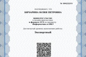 Диплом / сертификат №3 — Дмитриева Юлия Петровна