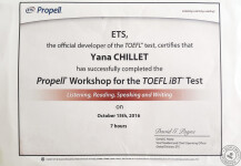 Сертификат Based TOEFL — Крашенинина Яна Владимировна