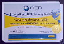 Сертификат International TEFL Training Institute — Крашенинина Яна Владимировна