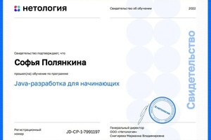 Диплом / сертификат №5 — Полянкина Софья Юрьевна