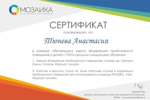 Диплом / сертификат №2 — Тюнева Анастасия Евгеньевна